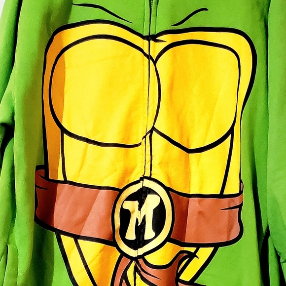 NINJA TURTLES HOODED SWEATER W/ EYEHOLES. MENS Sz:XL MICHAELANGELO. NICKELODEON - Picture 6 of 11